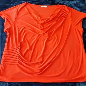 Cowl Neck Red Ruched Top